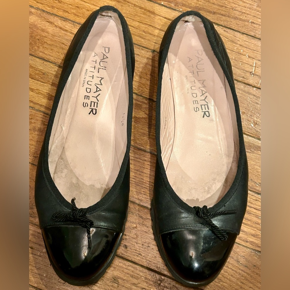 Paul Mayer patent toe Leather flats size 10.5